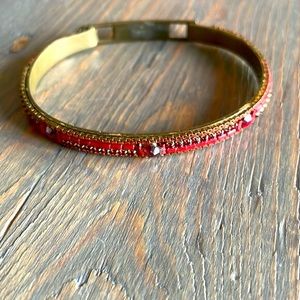 Vintage Ruby Crystal Brass Bracelet